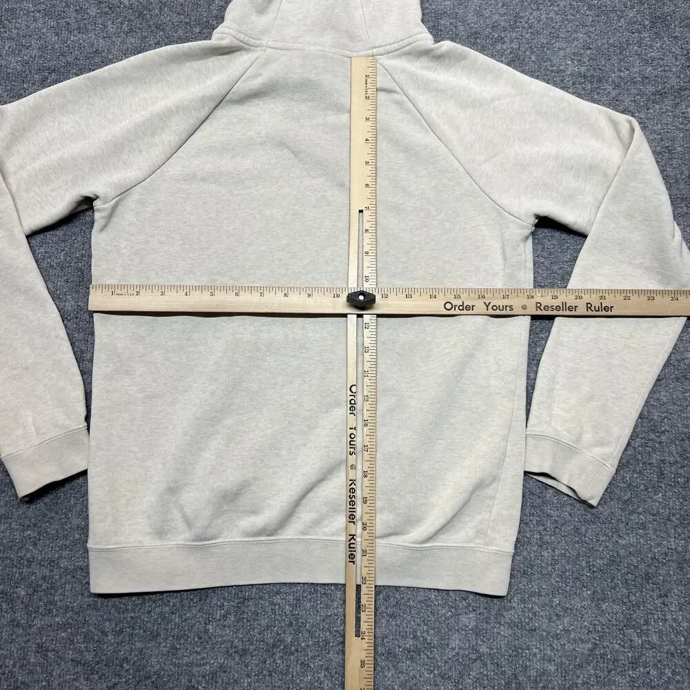 Nike Hoodie Kids XS Beige Fleece Pullover Kangaroo Pocket Swoosh Logo Sweatshirt